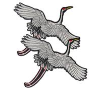 HANABASS 2pcs Red Crowned Crane Embroidered Applique Iron on Patch for Clothing Decoration with Embroidery Thread Suitable for Manual Crafts and Sewing Projects