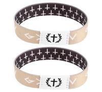 HANABASS 2pcs Religious Christian Scripture Bracelets, Elastic Motivational Bible Wristbands for Women Men, Decorative Faith Wrist Bands for Church Events and Daily Wear