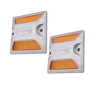 HANABASS 2Pcs Road Reflectors Aluminum Commercial Driveway Reflectors Ground Markers for Pavement and Parking Areas Night Visibility Outdoor Safety