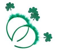 HANABASS 2pcs Saint Patrick's Day Festival Headbands with Plush Shamrock Design, Soft Hair Hoops for Party Celebration and Irish Holiday Accessories