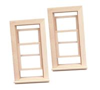 HANABASS 2pcs Scale Wooden Dollhouse Window Frame Unfinished DIY Miniature Window for Doll Furniture Decoration Sturdy Craft for Tiny Doll Play Houses and Mini Homes