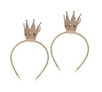 HANABASS 2pcs Shiny Crown Headband Queen Tiara Hairband with Hollow Heart Design Comfortable Princess Headpieces for Birthday Party Holiday Celebration