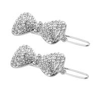 HANABASS 2pcs Silver Bow Hair Clips Sparkly Alloy Barrette Hairpins Decorative Side Clips for Women Teens