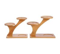 HANABASS 2pcs Tiny Bamboo Succulent Pots Stand 3 Tier Desktop Flowerpot Stands, Table Top Desktop Planter Holder for Cactus, Mini Ceramic Bonsai Pot