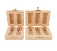 HANABASS 2Pcs Tooth Fairy Keepsake Box with Glass Bottles, Wooden Tooth Holder and Umbilical Cord Storage Organizer for Memory and Keepsake Collection