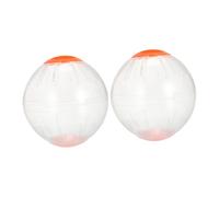 HANABASS 2pcs Transparent Plastic Hamster Exercise Balls for Small Pets Silent Running Wheel with Smooth Interior No-frame Design Portable Orange Hamster for Dwarf Rabbits and Guinea Pigs