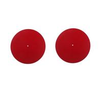 HANABASS 2pcs Turntable Mat Static Wool Pad Diameter Red Compatible with All Turntables for Optimal Vinyl Playback Non Slip Design with Label Recess Durable Vibration