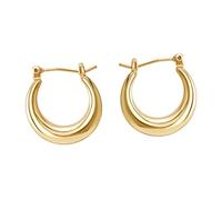 HANABASS 2pcs U-shaped Earrings for Women Simple Fine Hoop Jewelry in Golden Copper Minimalist Style for Office Travel Party and Beach Wear