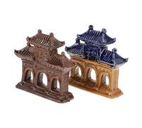HANABASS 2Pcs Vintage Ceramic Fish Tank Ornaments Retro Memorial Archway Decor for Aquariums Durable Lightweight Aquarium Decorations for Home Office Desk Display