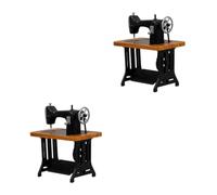 HANABASS 2pcs Vintage Miniature Sewing Machine Model Retro Dollhouse Decor Multifunctional Photography Prop Unique Micro Landscape Ornament for Collectors