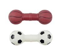 HANABASS 2pcs Vinyl Squeaky Dog Chew, Dumbbell and Ball Shape, Sturdy Pet Interactive Chew for Puppies and Dogs, Random Styles for Biting and Teething Play