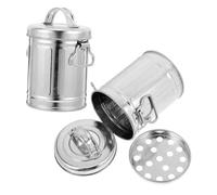 HANABASS 2pcs Windproof Ashtray with Lid Galvanized Metal Bucket Ash Holder for Cigarette Butts Compact Desktop Wastebasket for Home Office Patio Smokeless Vintage Design