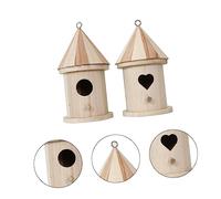 HANABASS 2pcs Wooden Bird's Nest Ornaments Diy Robin Nest Box for Garden Decor Creative Birdhouse for Home