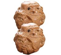 HANABASS 2pcs Wooden Dragon and Phoenix Peach Hand Massage Balls, Natural Wood Handballs for Palm Therapy and Hand Exercise, Traditional Carved Rolling Massage Tools for Stress Relief and