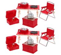 HANABASS 2set Outdoor Camping Gear Set Folding Mini Chairs Picnic Table with Simulated Stove Lightweight Portable Play Equipment for Adventure Family Bonding