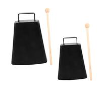 HANABASS 2sets Metal Cow Bells Noise Maker Hand Percussion Cowbell Stick Percussion Instrument for Drum Set Sporting Events