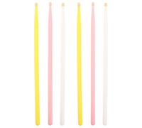 HANABASS 3 Pairs 5A Maple Wood Drumsticks Set, Colorful Pink White Yellow Rhythm Sticks for Beginner Drummers, Percussion Musical Instrument Accessories for Practice and Performance
