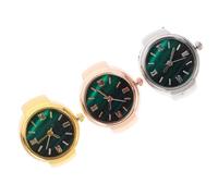 HANABASS 3 Pcs Stainless Steel Mini Ring Watches with Glass Dial, Modern Decorative Finger Watch Rings, Not Easy to Fade or Break, for Daily Casual Wear