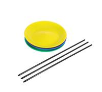 HANABASS 3 Set Rotating Juggling Plates Set with Hand Sticks Plastic Circus Performance Props for Skill Training Lightweight Portable Sensory Table Tools for Balancing Tricks