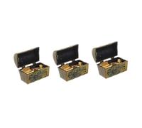 HANABASS 3 Sets Miniature Dollhouse Treasure Chest with Realistic Alloy Coins and Bars Compact Mini Accessories for Dollhouse Scene Decoration and Collectible Play