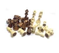 HANABASS 32pcs Classical Wooden International Chess Pieces Replacement Stylish Brown Queens Knights for Educational Board Games