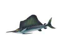HANABASS 3PC Simulated Animal Decor Set Realistic Sailfish Muraenesox Cinereus Dunkleosteus Models Premium Plastic Mini Ornaments for Home Playroom Total