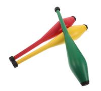 HANABASS 3pcs Acrobatic Juggling Clubs for Adults and Bright Red Yellow Green Circus Training Sticks for Coordination Motor Skill Development Party Favor and Outdoor Performance