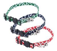 HANABASS 3Pcs Adjustable Kitten Collar with Bell Breathable Cat Bow Necktie Safety Collars Green Red and Navy Blue for Stylish Cats for Parties and Daily Wear