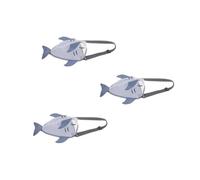 HANABASS 3pcs Beach Bag Mesh Shell Collecting Bag Lightweight Storage with Charming Shark Design for Summer Beach Adventures Grey