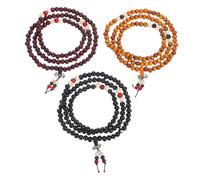 HANABASS 3pcs Bead Wooden Prayer Bracelets for Women Multi-layer Wood Jewelry for Meditation and Daily Wear Traditional Buddhist Beads with Cultural Charm and Spiritual Mindfulness
