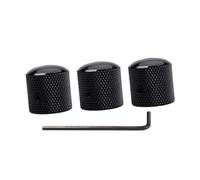 HANABASS 3pcs Black Dome Guitar Control Knobs with Hole and Wrench Volume Tone Replacement Parts for Electric Bass Guitar and Compatible with Concentric and Split Shaft Pots