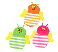 HANABASS 3pcs Cartoon Animal Bath Gloves for Babies and Kids, Exfoliating Body Scrubber with Foam, Made of Soft Polyester and Cotton, for Gentle Massage and Dead Skin Removal