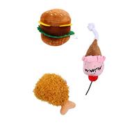 HANABASS 3pcs Food Simulation Plush Dog Set Bite Resistant Squeaky for Dogs Includes Hamburger Chicken Leg and Ice Cream Interactive Pet Play and Training