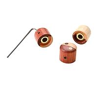 HANABASS 3pcs Guitar Volume Control Knobs Set, Rosewood Maple Wood with Copper Ring Inlay, Electric Bass Tone Adjustment Accessories for Guitar Players