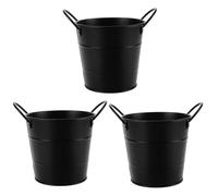 HANABASS 3pcs Iron Succulent Bucket Flower Pot Artistic Iron Planter for Indoor Outdoor Gardening Creative DIY Flower Vase for Home Decor Living Bedroom Office Centerpiece