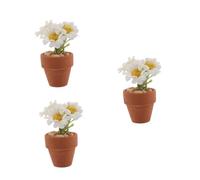 HANABASS 3pcs Miniature Artificial Daisy Plant with Stem Realistic Simulation Potted Flower for Dollhouse Decorations Compact Faux Wildflower for Office Desk and Bookshelf Accent Unique