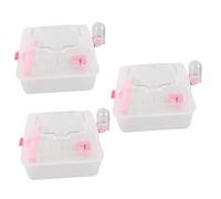 HANABASS 3pcs Portable Hamster Carrier Cage Transparent Travel Case for Small Animals Feeding Accessories for Hamsters Mice and Other Pets
