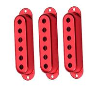 HANABASS 3pcs Red Metal Electric Guitar Pickup Cover, Open Hole Single Coil Protector for 48/50/52mm Pickups, Sturdy Dust Protection for Guitar Accessories