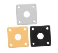 HANABASS 3pcs Square Plastic Guitar Jack Plate Versatile Base Plate for Electric Guitar Easy Installation Protective Function Compatible with Various Models White Black Yellow