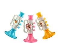 HANABASS 3Pcs Trumpet Musical Horn Blue Pink Yellow Realistic Sound Noise Maker for Early Education Enhances Coordination and Motor Skills for Parties and Events