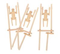 HANABASS 3pcs Unfinished Wooden Dolls DIY Painting Natural Wooden Action Figures for Handcrafted Decorative Encouraging Balance Coordination Skills