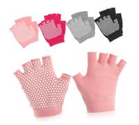 HANABASS 3sets Women Yoga Gloves Slip Fingerless Workout Gloves for Dance Durable Material with Elastic Grip Black Grey Rose Orange Set 4pairs*3