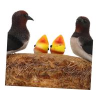 HANABASS 4 Sets Simulation Bird Nest Decoration with Artificial Swallows and Chicks Realistic Wall Art Ornament for Garden and Outdoor Home Landscape and Material