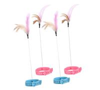 HANABASS 4pcs Cat Collar Teaser Toys Interactive Cat Plaything for Indoor Kittens Multi-purpose Self-playing Chasing Wands Fun Activity Easy to Attach