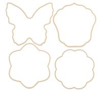 HANABASS 4pcs Chinese Folding Fan Frame Semi-Finished Fan Making Material Abs Material with Plum Blossom Crown Butterfly Eight-Petal Flower Shapes Antique Design Khaki Color Wear Resistance