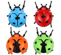 HANABASS 4pcs Clockwork Ladybug Novelty Wind Up Walking Animal Playthings for Outdoor Decorations Stocking Stuffers and Unique All Ages