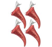 HANABASS 4pcs Devil Horn Hair Clip Halloween Barrette Glitter Plastic Iron Material Easy to Put and Take off Will Not Hurt Hair for Halloween Costume Parties and Photography