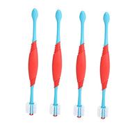 HANABASS 4pcs Double Head Manual Dog Toothbrush for Pet Oral Care Ergonomic Design for Deep Cleaning for Dogs Cats Reduces Oral Disease Risks