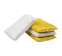 HANABASS 4Pcs Glitter Dish Sponges Compact Cleaning Scrub Sponge for Kitchen Dishes Pots Pans Bathroom Walls Lightweight Quick-Dry Household Scrubber Blocks Gold Silver Colors