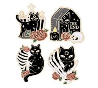 HANABASS 4pcs Halloween Cat Brooch Set Cute Cartoon Alloy Lapel Pins for Women Men Multifunctional Metal Badge Accessories for Jackets Bags Hats Clothes Whimsical Holiday Decoration